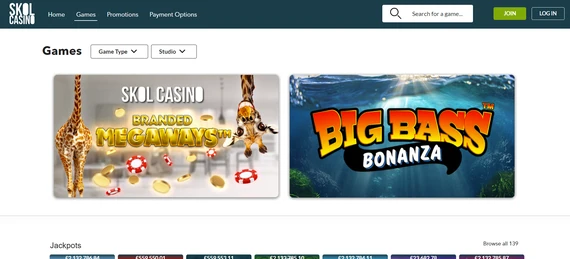 Skol Casino Homepage