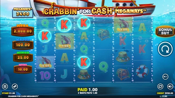 crabbin for cash megaways base win