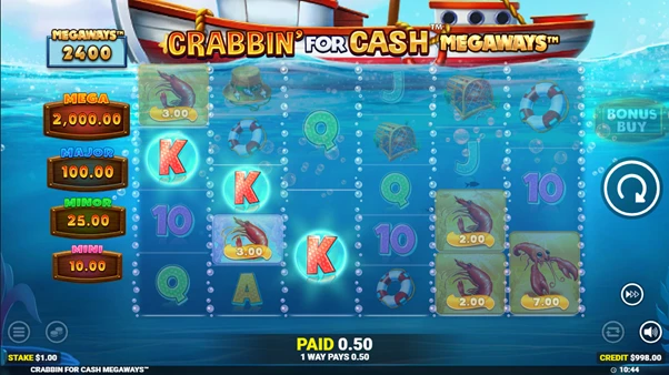 crabbin for cash megaways winning combination