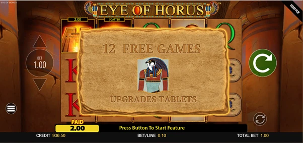 eye of horus free spins unlocked
