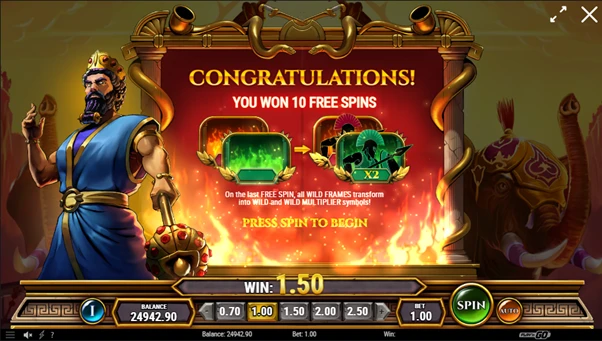 undefeated xerxes free spins unlocked