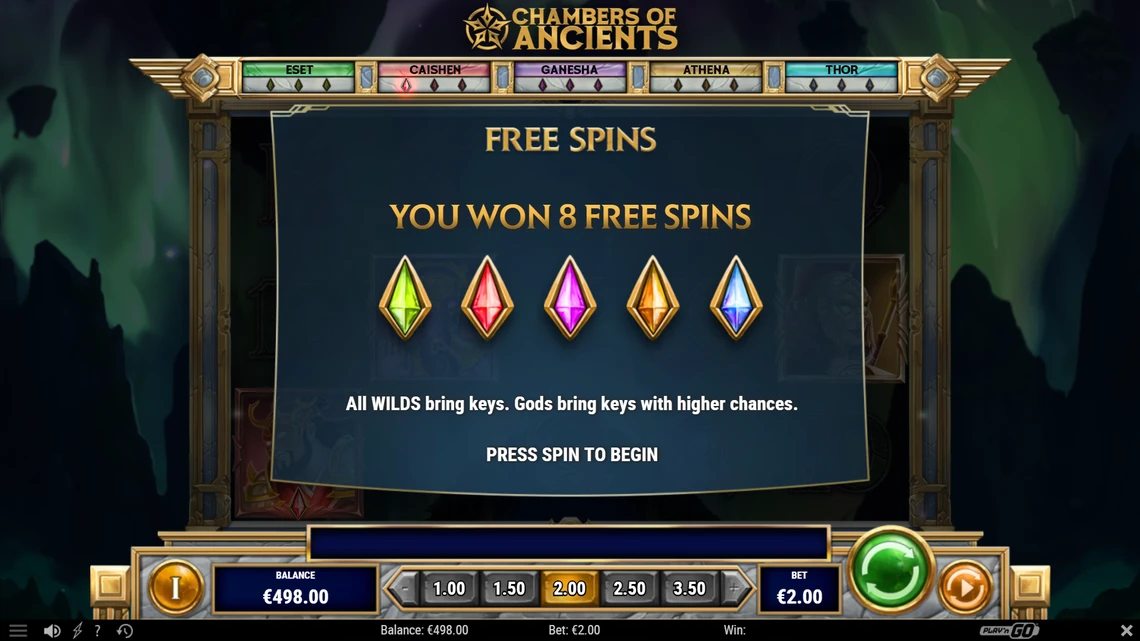 Chambers of ancients free spins unlocked