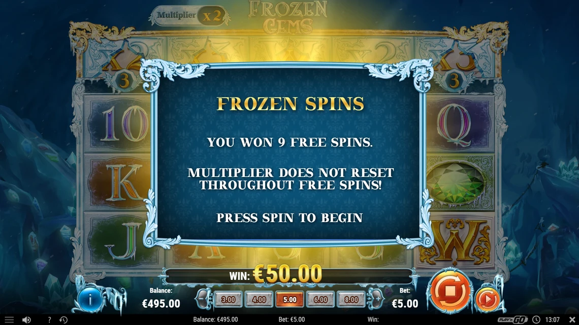 Frozen Gems free spins unlocked