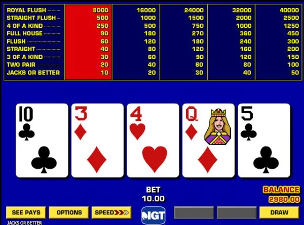 Video Poker : Jacks or Better by IGT