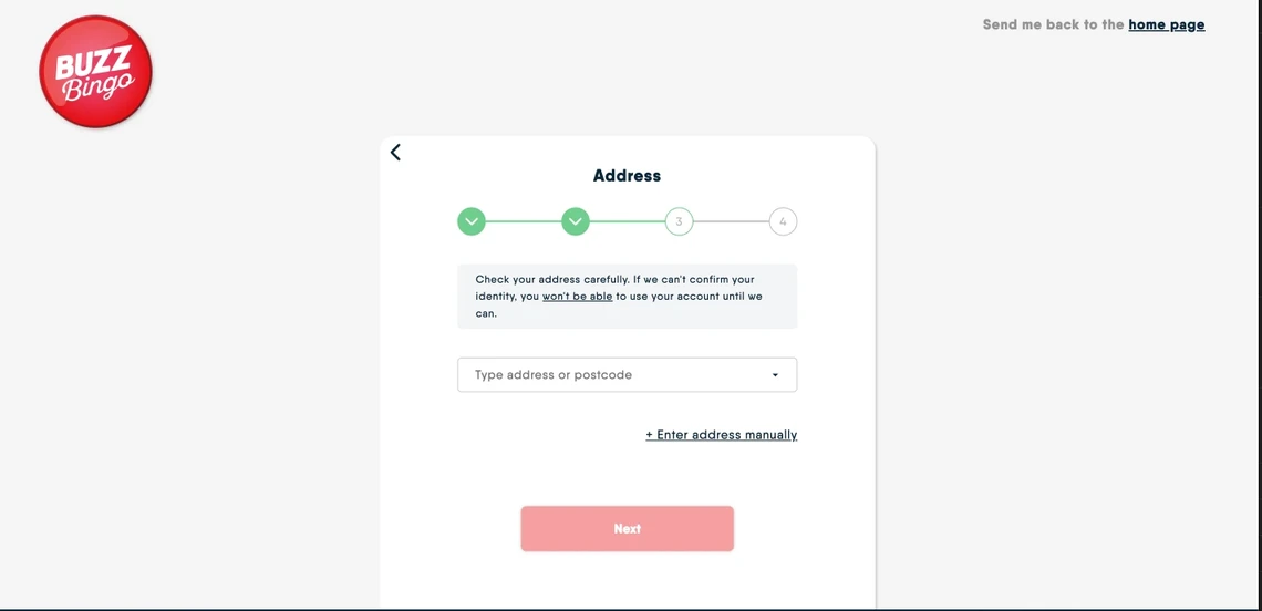 Buzz Bingo Registration Final Step