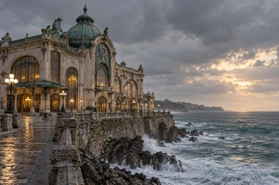 Art Nouveau seafront casino in ruin