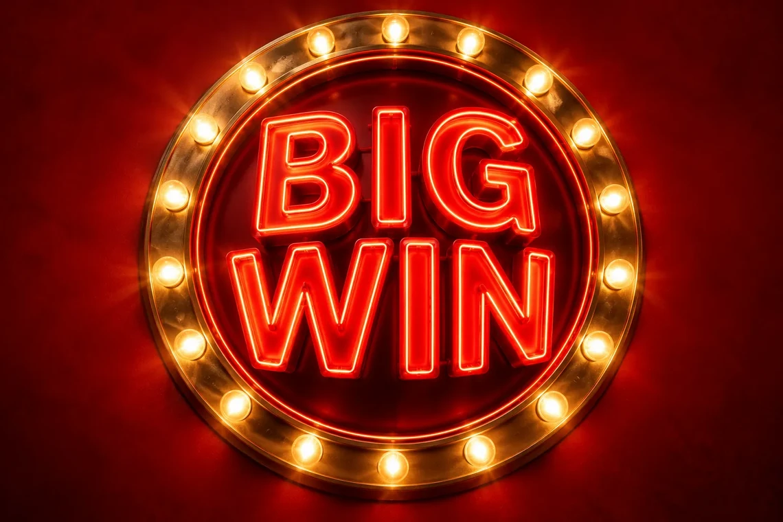 Big win neon casino sign