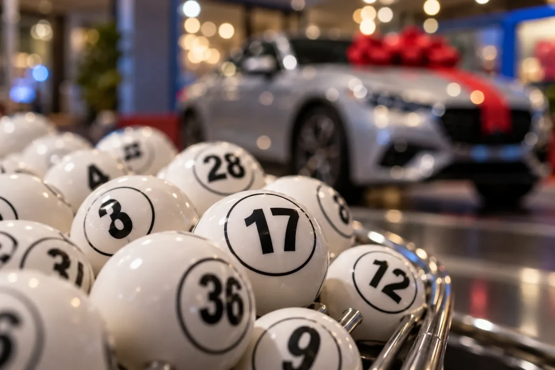 Numbered bingo balls close up