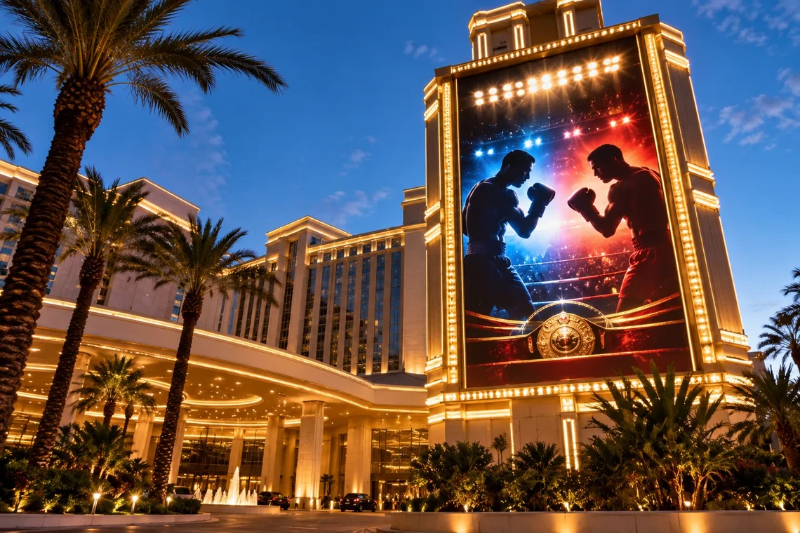 Casino resort marquee advertising a boxing night