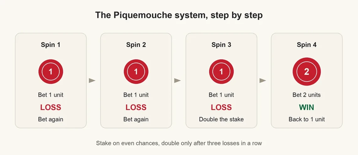Diagram of the Piquemouche betting steps
