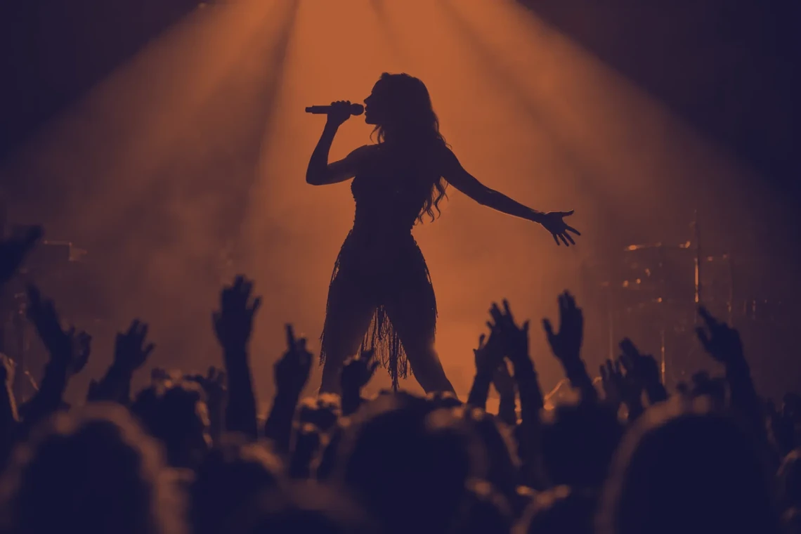 Concert stage performer silhouette