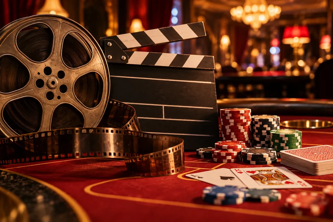 Film reel on a casino night table