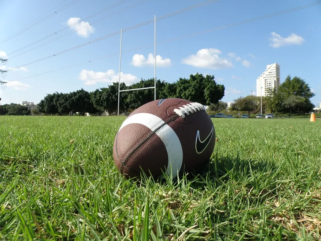American football on the grass