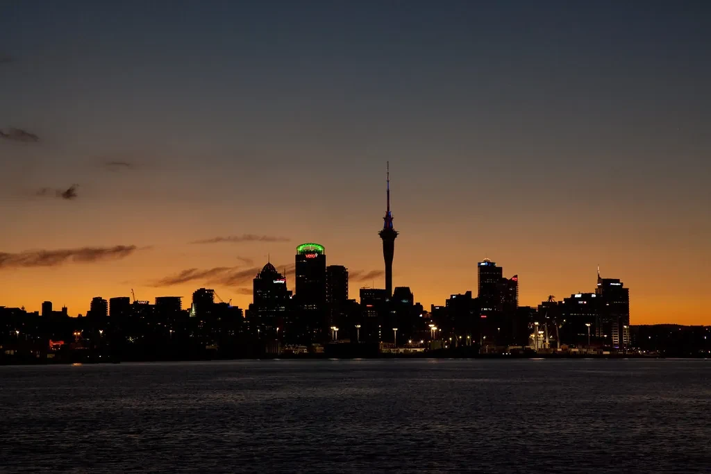 Auckland skyline at sunset