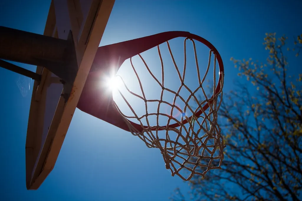 Basketball net seen from below