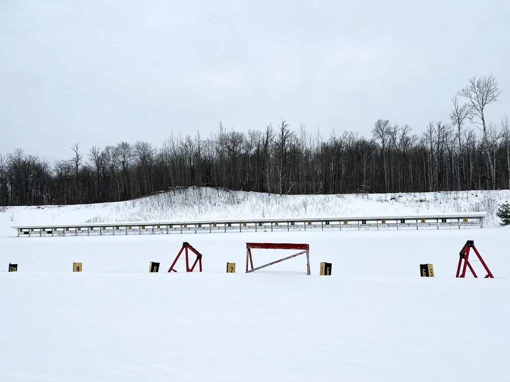Biathlon shooting range in snow