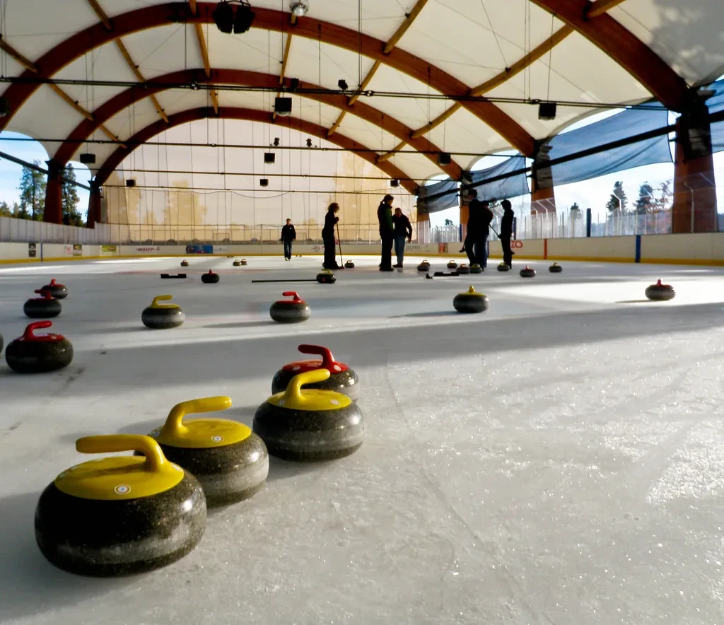 Curling stones on the ice