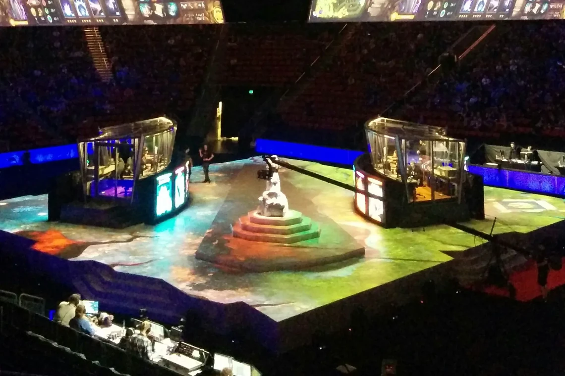 Team Secret playing a match on The International stage