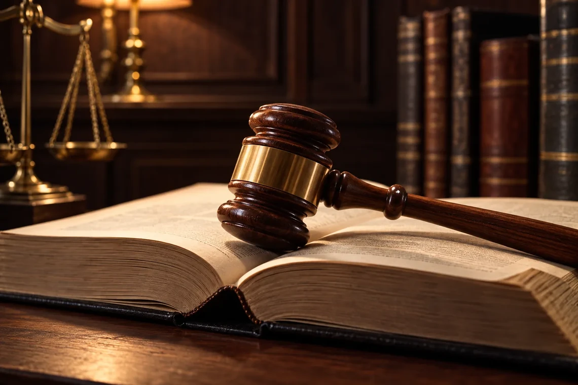 Judge gavel resting on a law book