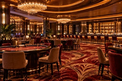 Hotel casino lounge with gaming tables