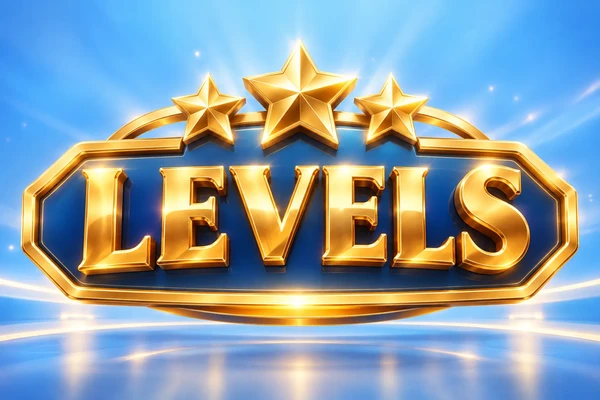 Levels gold stars banner