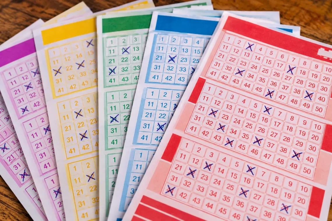 Lottery tickets marked with pen crosses