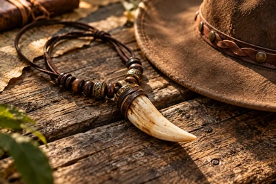 Lucky charm necklace with an alligator tooth