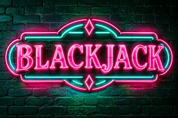 Neon blackjack sign tile