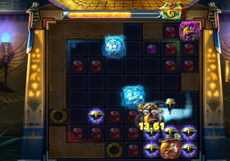 Captain Blackfeather turning the birds into blue ghosts during the Pirots 5 Bonus
