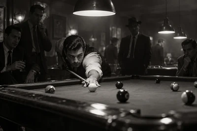 Vintage black and white pool hall game