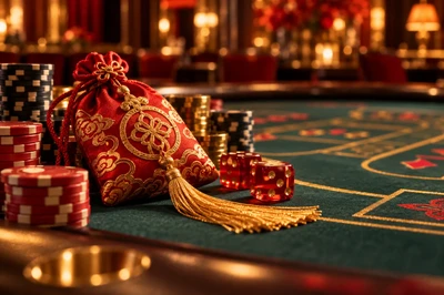 Red lucky charm on a casino table