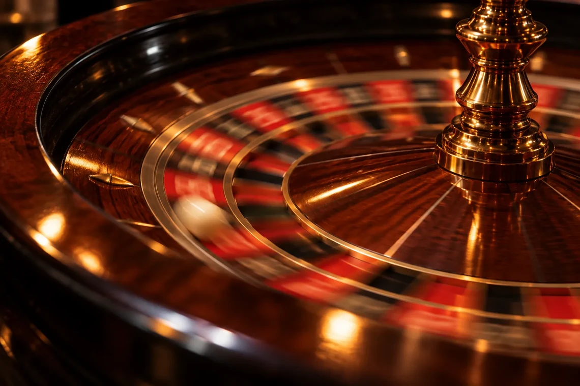 Close up of a spinning roulette wheel
