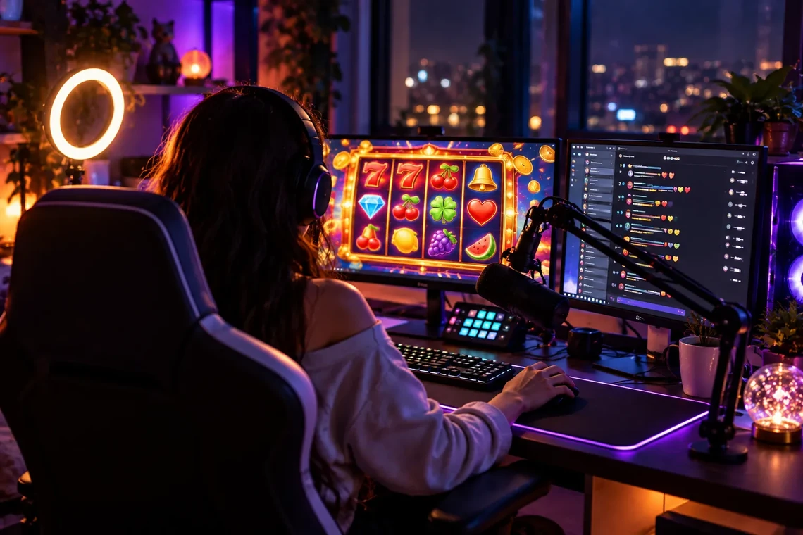 Slot streamer desk setup