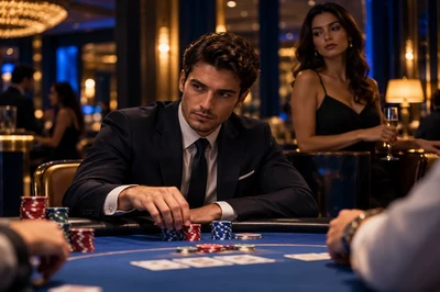 Young man at a poker table